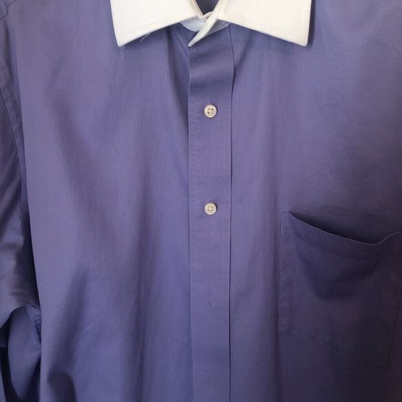 Donald J. Trump Mens Dress Shirt Purple Point Collar Pocket French Cuff 16 - Picture 2 of 9